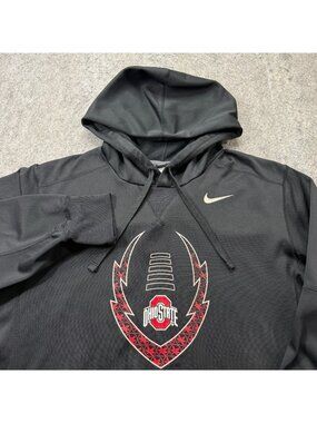 Ohio State Buckeyes Nike Hoodie Men L Black Pullover Fleece Sweatshirt Therma